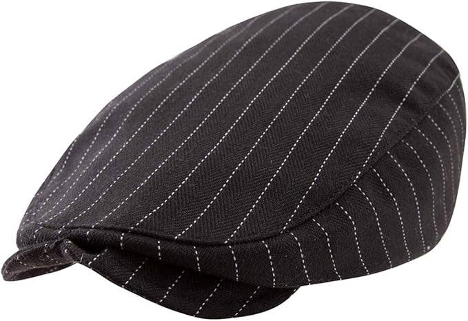 Black Striped Cotton Toddler Flat Cap – Two Ways to Wear