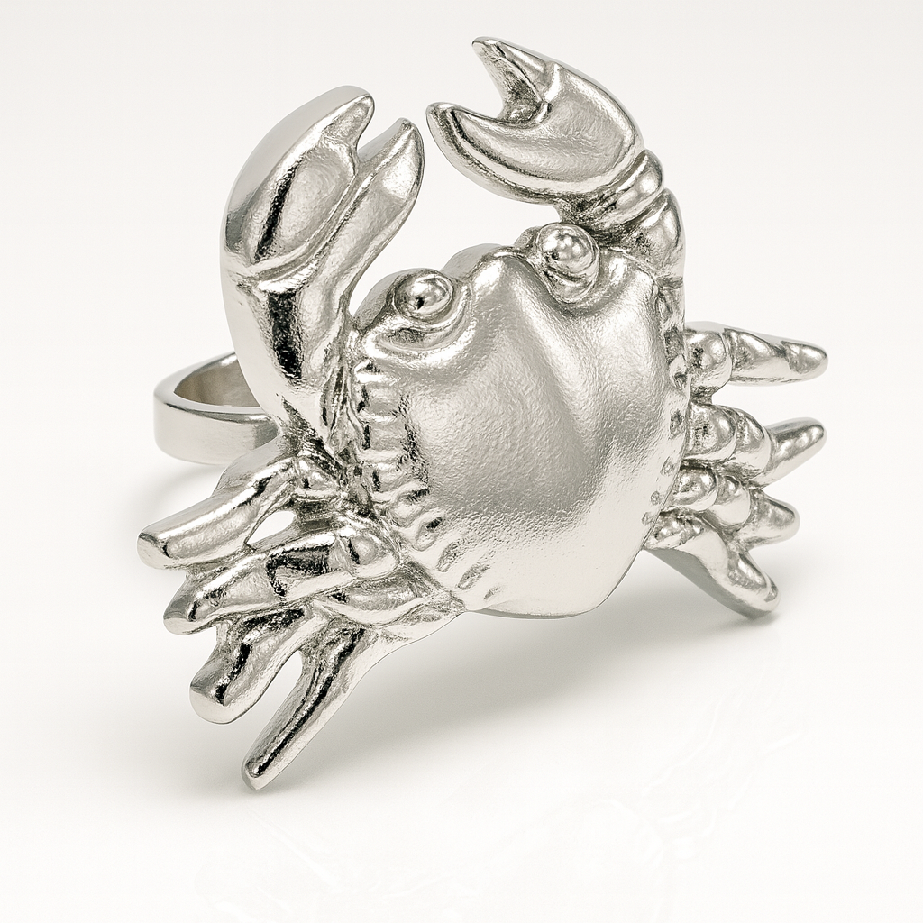 Silver Coastal Crab Metal Napkin Ring