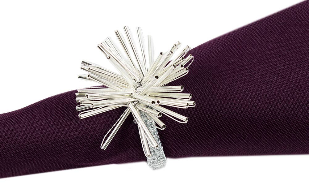 Silver Beaded Modern Napkin Ring