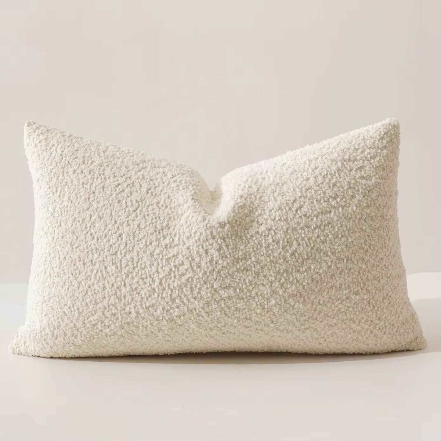 Ivory Textured Bouclé-Style 12"x20" Throw Pillow