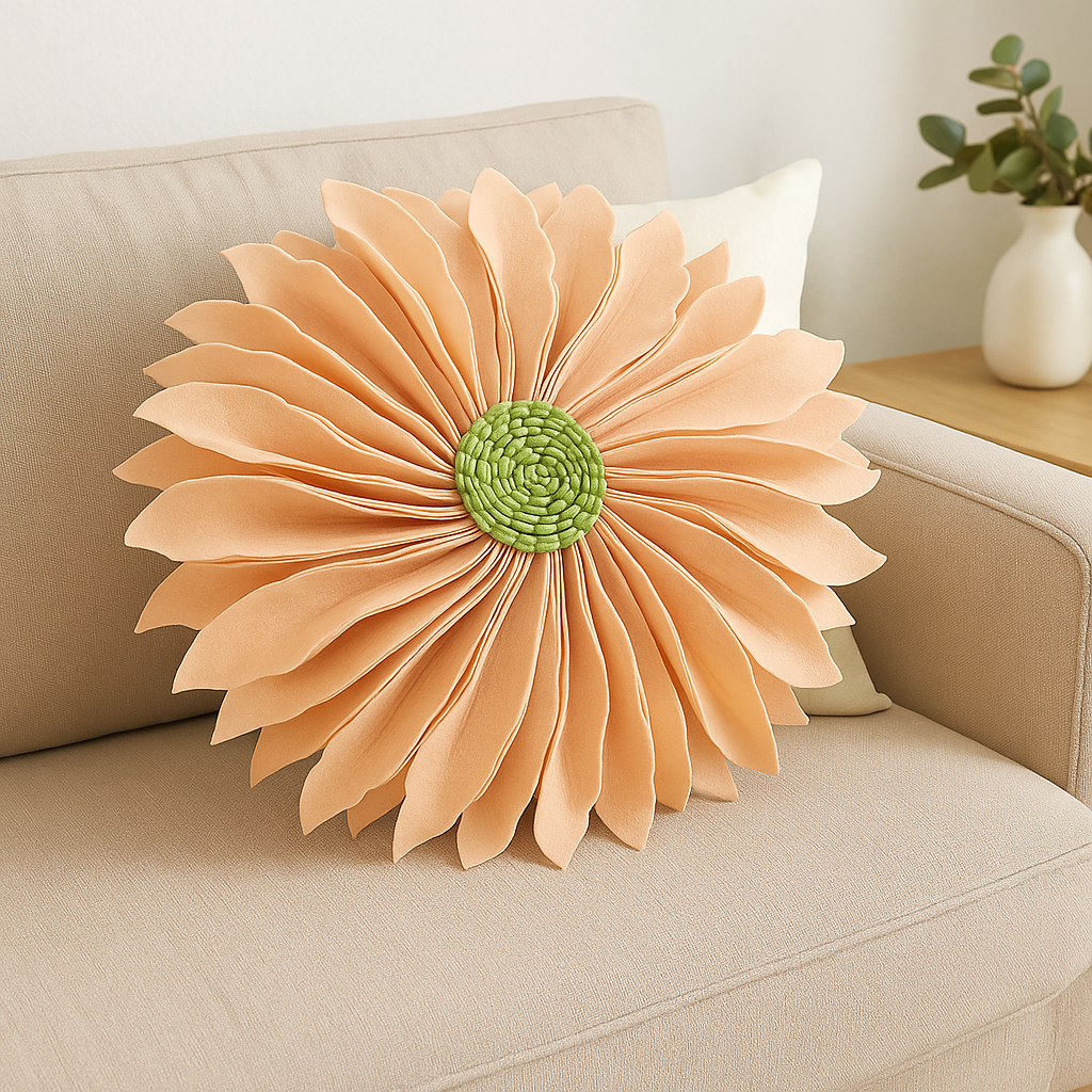 Peach 3D 13" Felt Decorative Throw Pillow