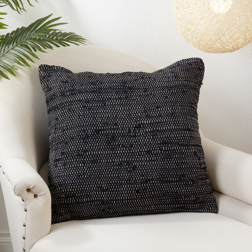 3332 - Black Chindi Cotton 22" Throw Pillow