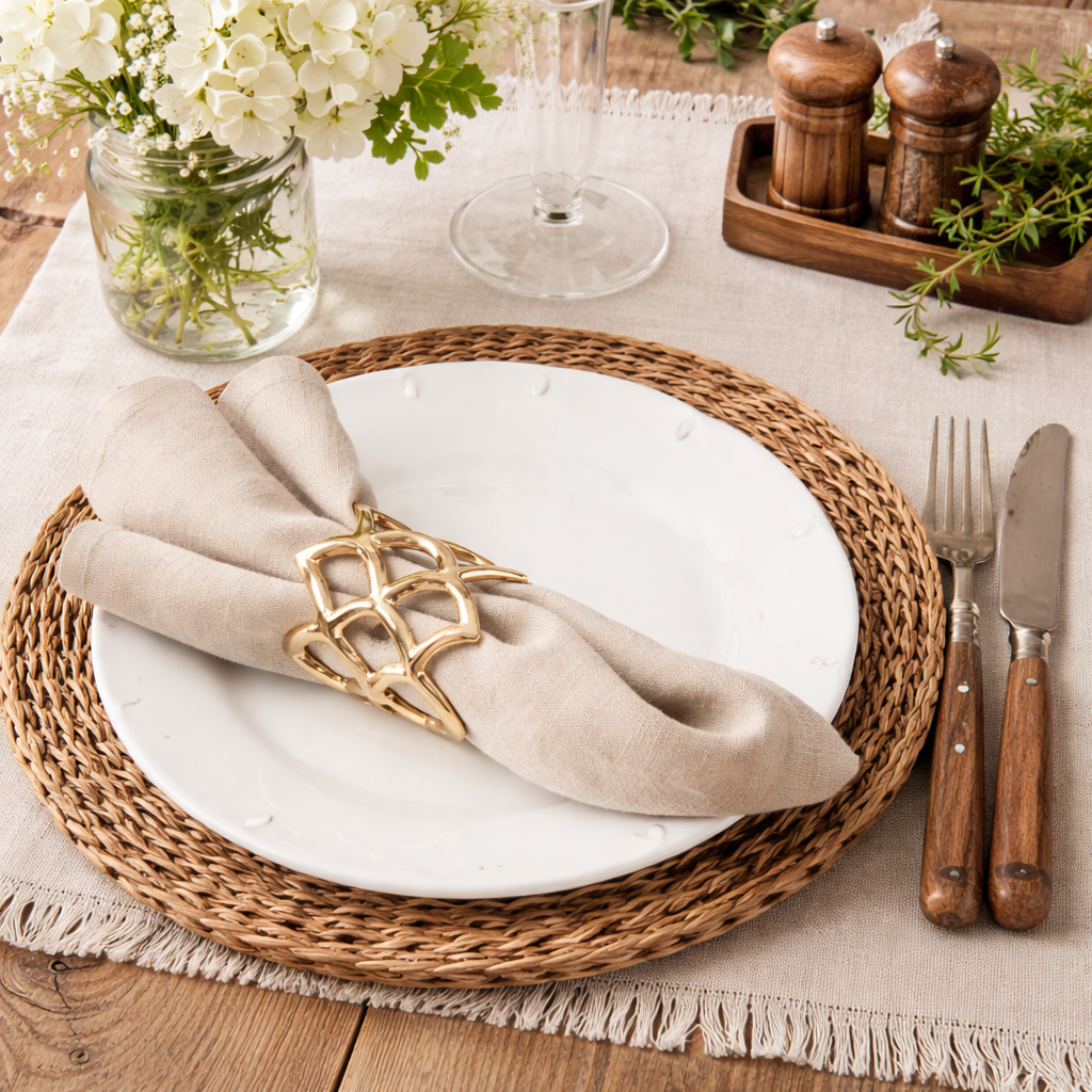 Gold Scallop Coral Aluminum Napkin Ring