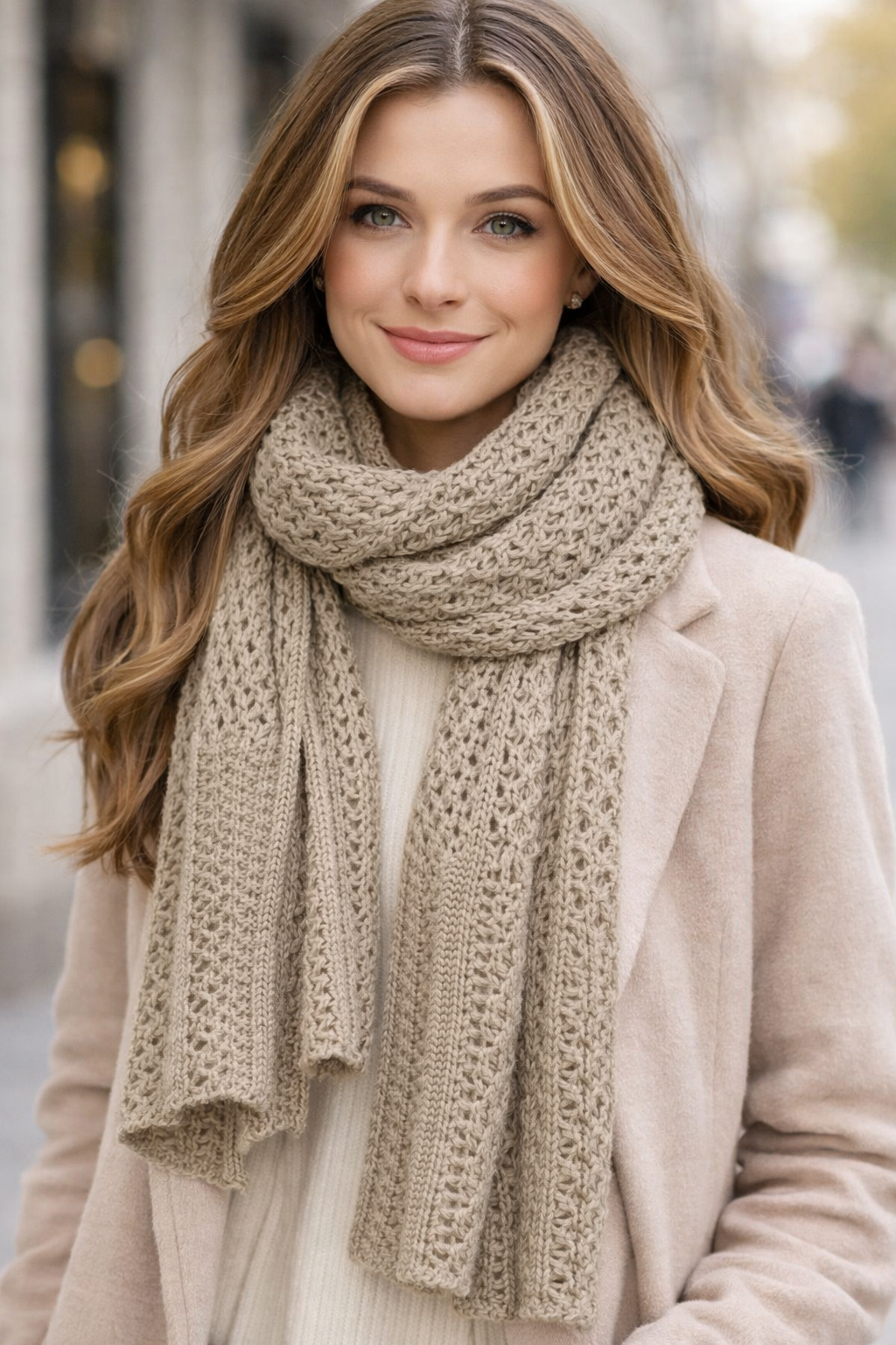 Taupe Classic Knit Scarf