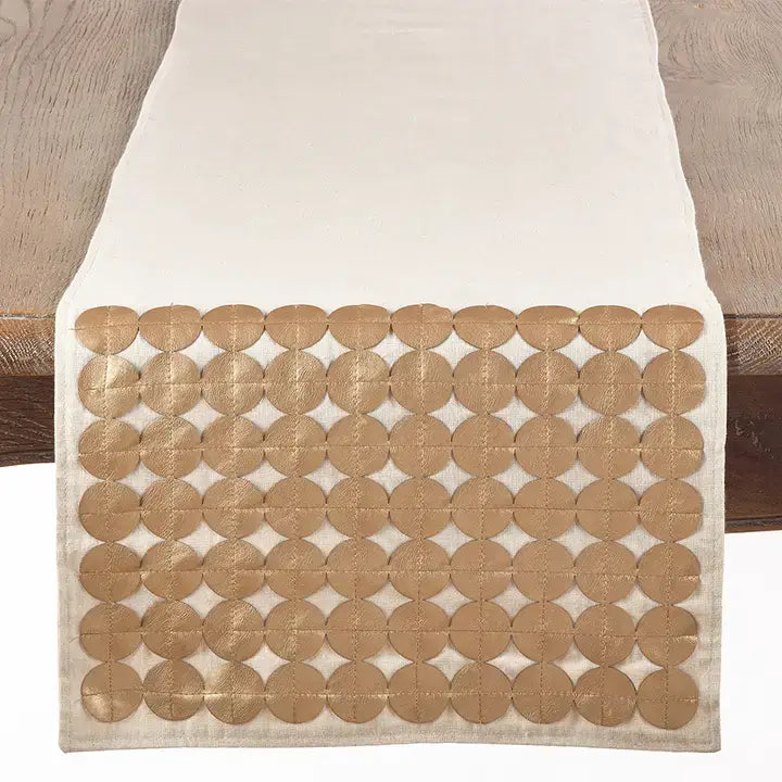 6013 - Gold Metallic Circle Table Runner - 14"x72"