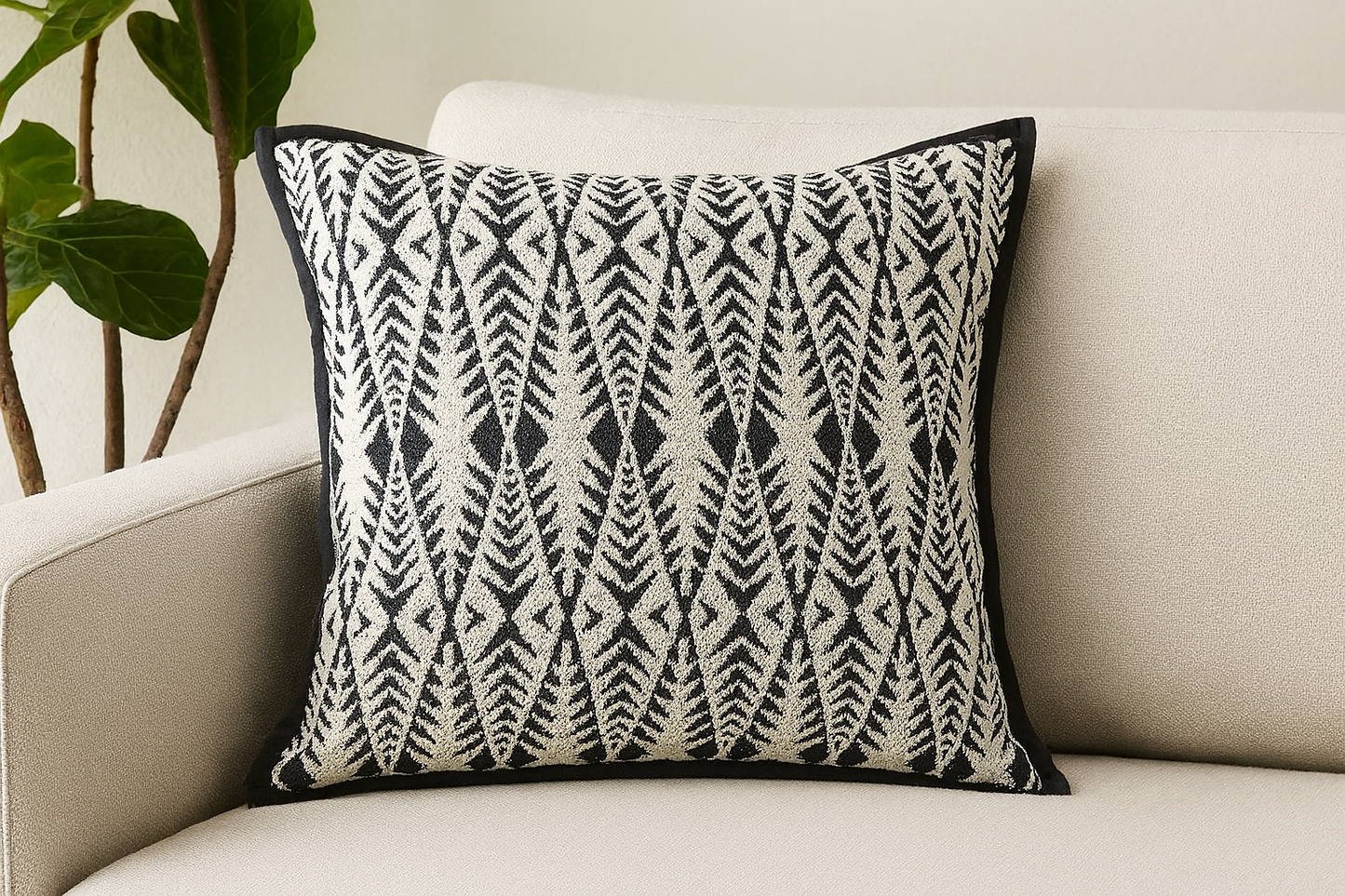 Black Moroccan Diamond 18" Throw Pillow