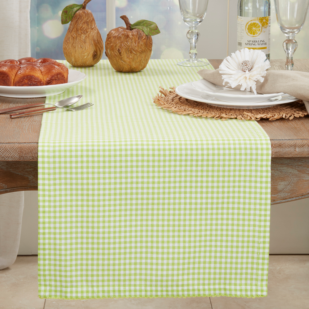 9201 - Green Gingham 16"X72" Cotton Table Runner