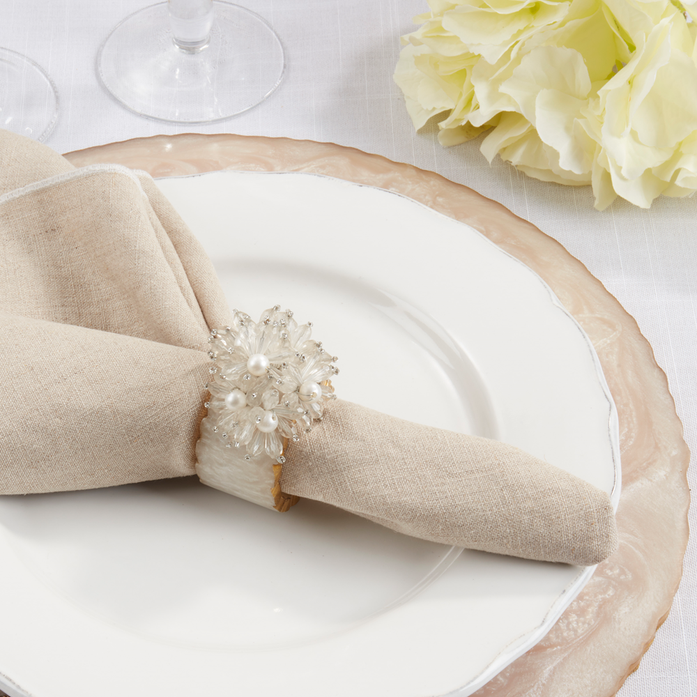 Clear Beaded Flower Resin Napkin Ring