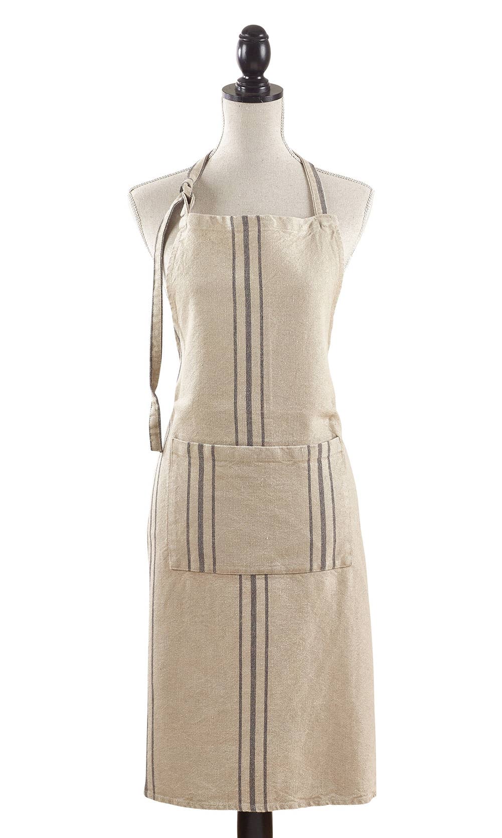 1117 - Classic Striped Pure Linen Full-Sized Kitchen Apron