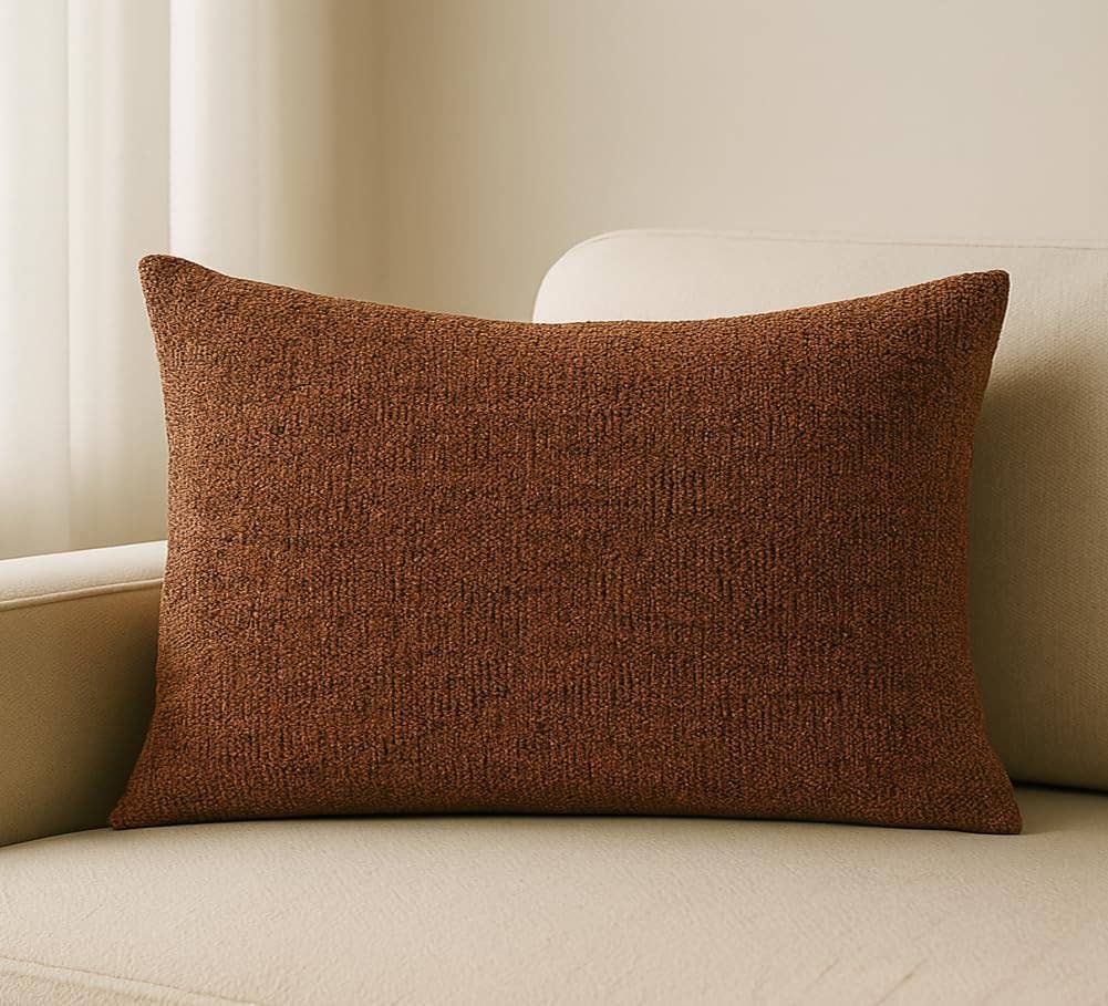 Red 12"X20" Nubby Weave Minimalist Throw Pillow