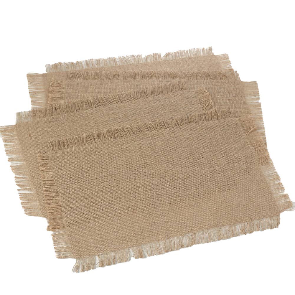 Natural Fringed Jute 13x19 Inch Woven Placemat