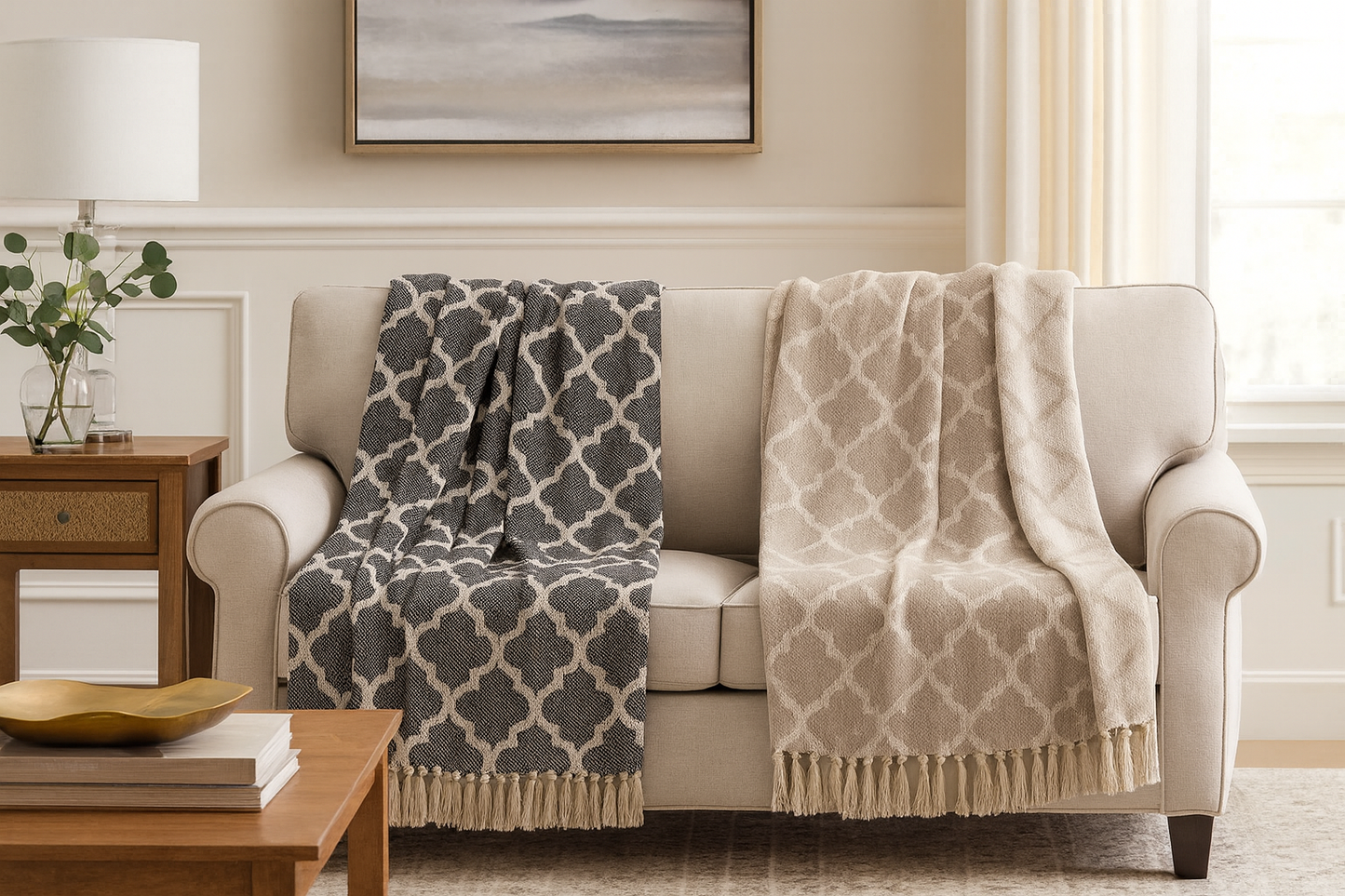 Moroccan Tile 50x60 Inch Cotton Throw Blanket