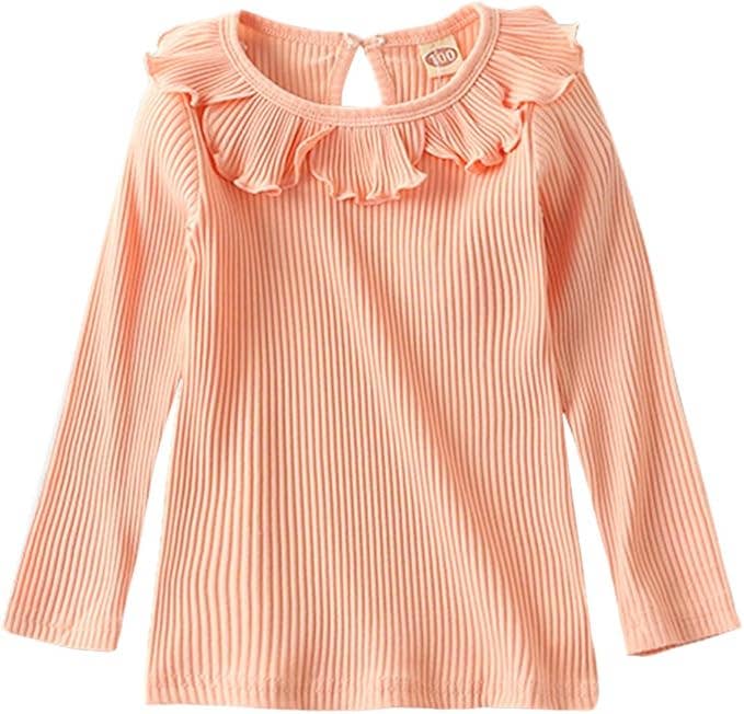 Peach Ribbed Toddler Girl Blouse
