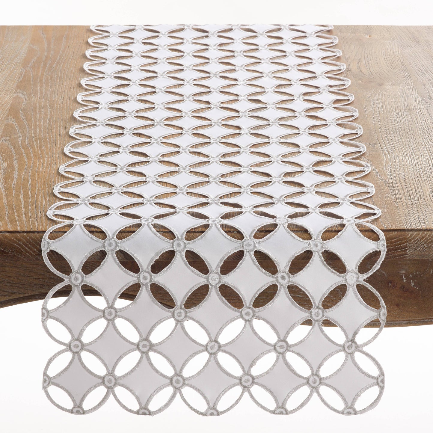 Silver Red Cutwork 16x68 Table Runner
