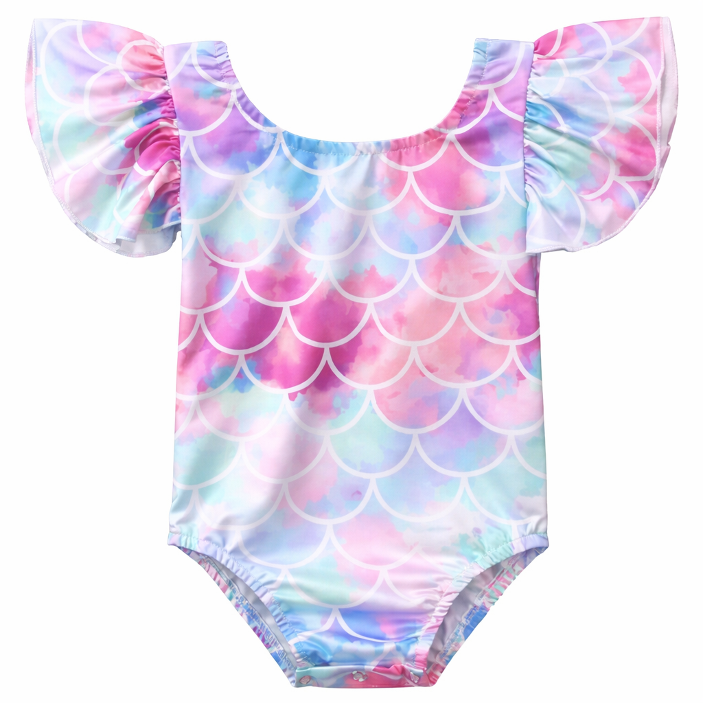 Mermaid Print Toddler Girl One-Piece Swimsuit