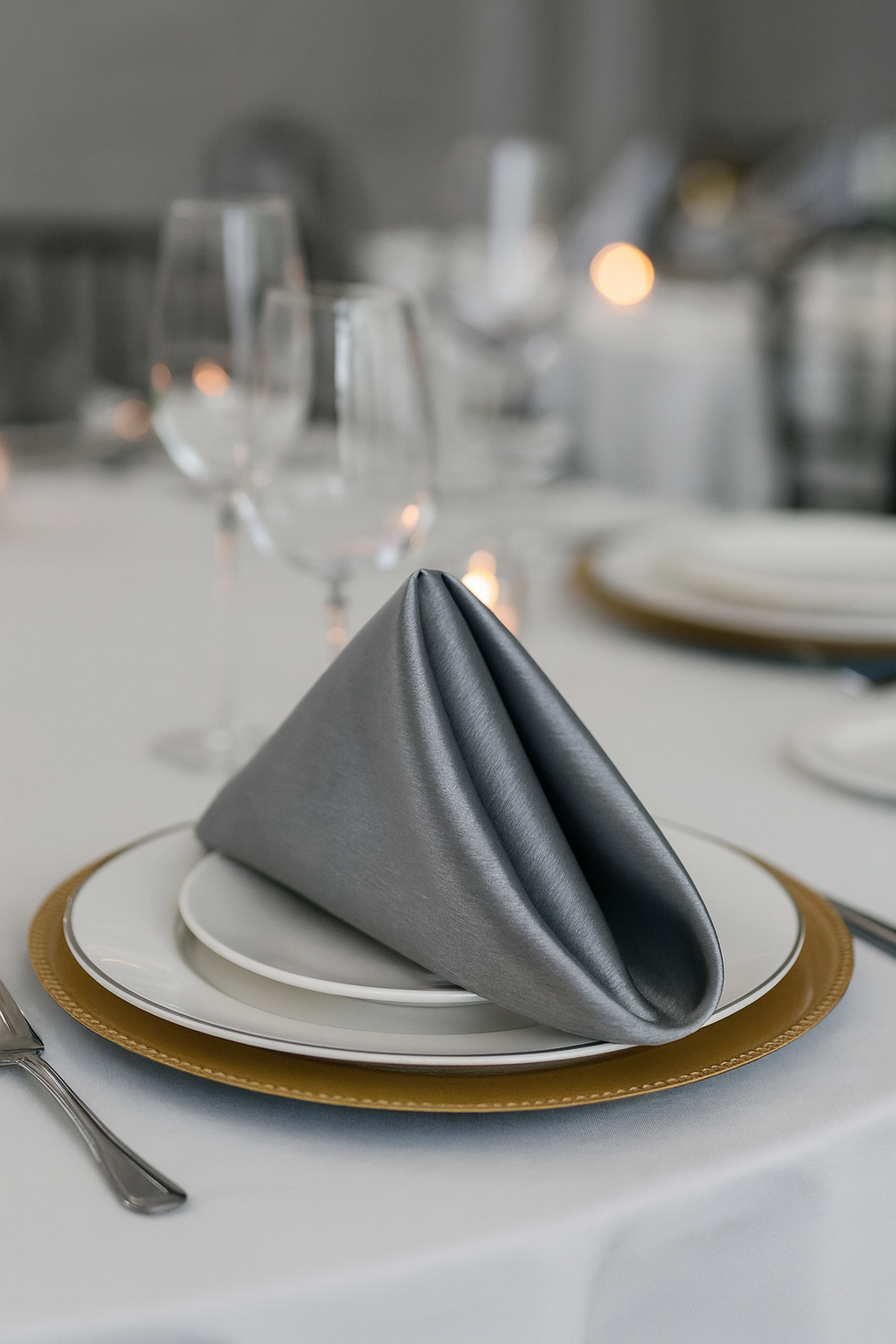 3713 - Solid Silver Satin 20" Cloth Dinner Napkin