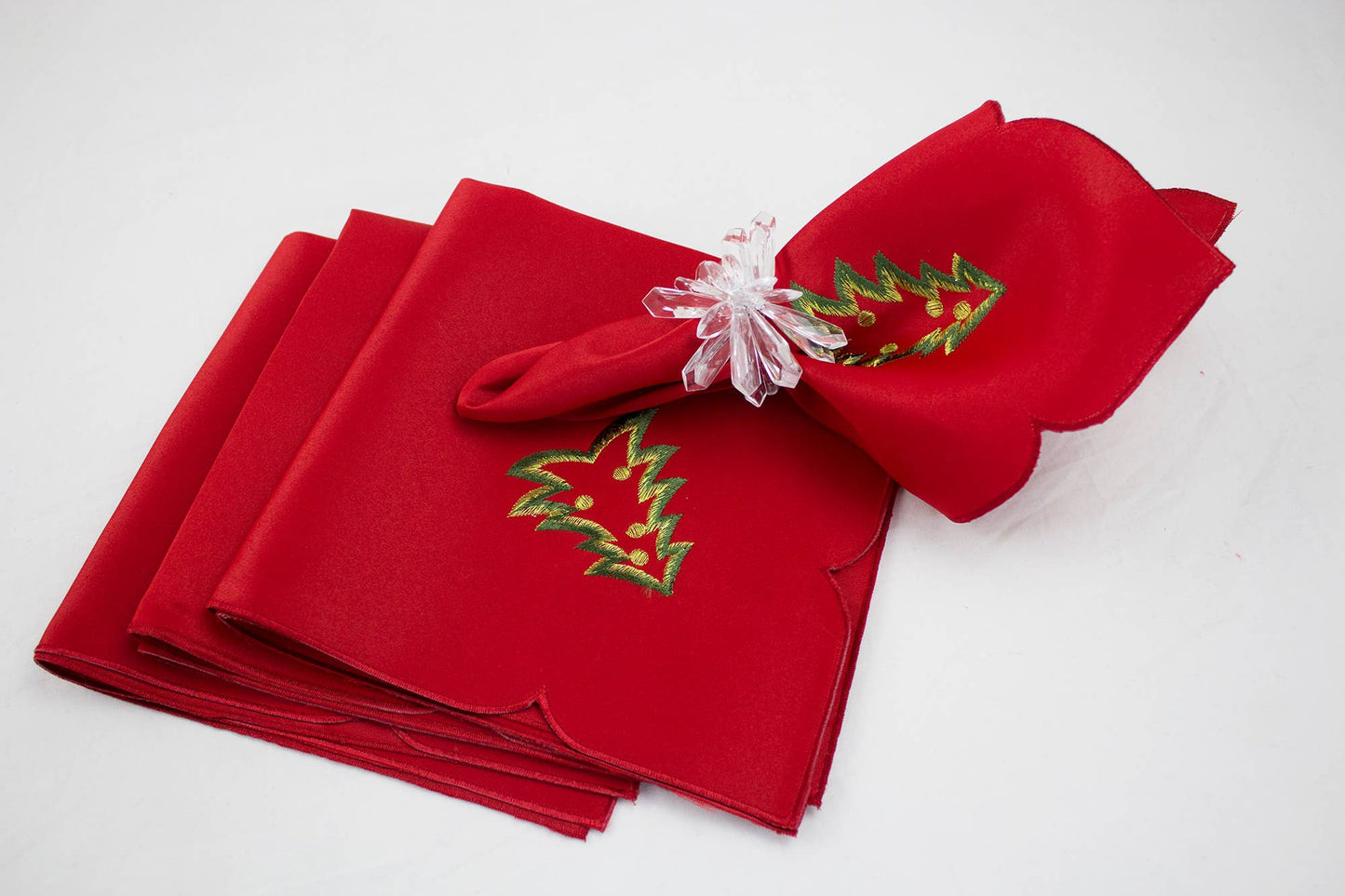Red Embroidered Christmas Tree 20" Cloth Napkin