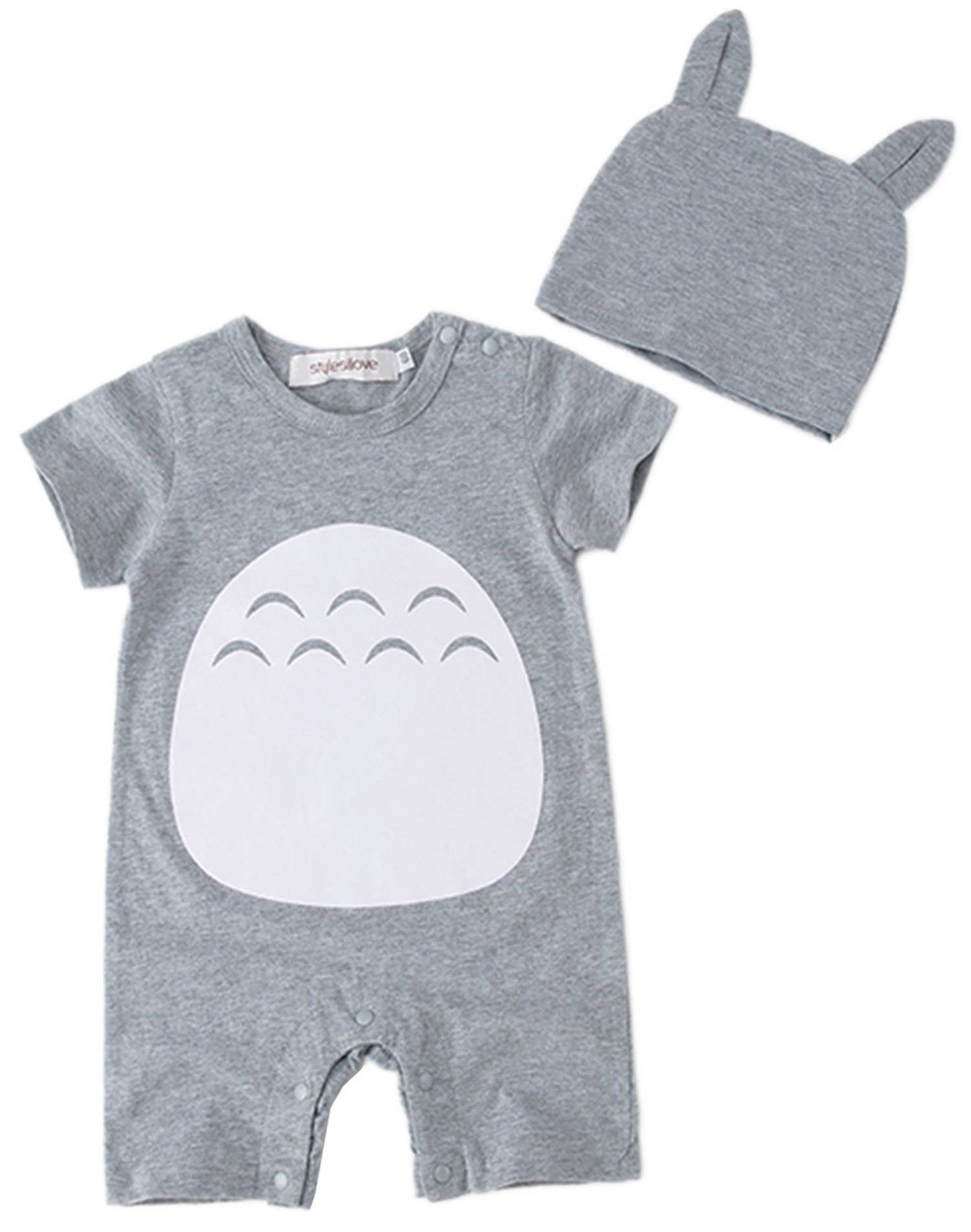 Totoro Inspired Cotton Romper & Hat 2-Piece Baby Outfit