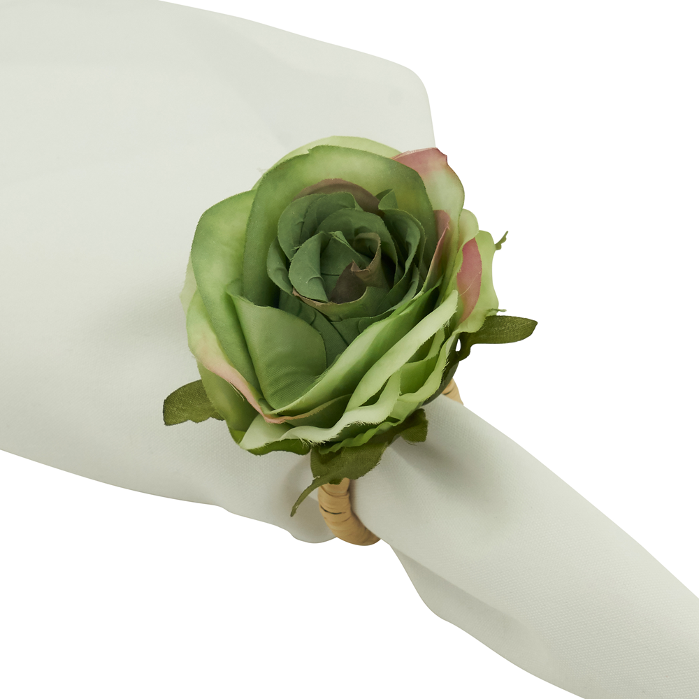 Green Rose Flower Napkin Ring