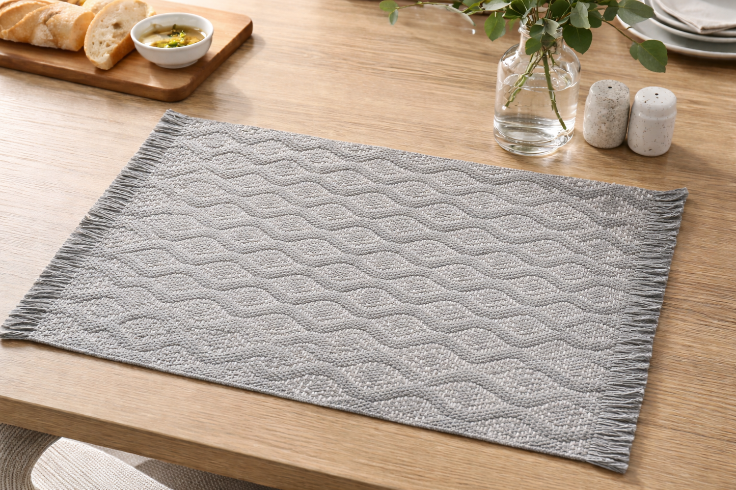 Grey Diamond Woven 12"x19" Placemat