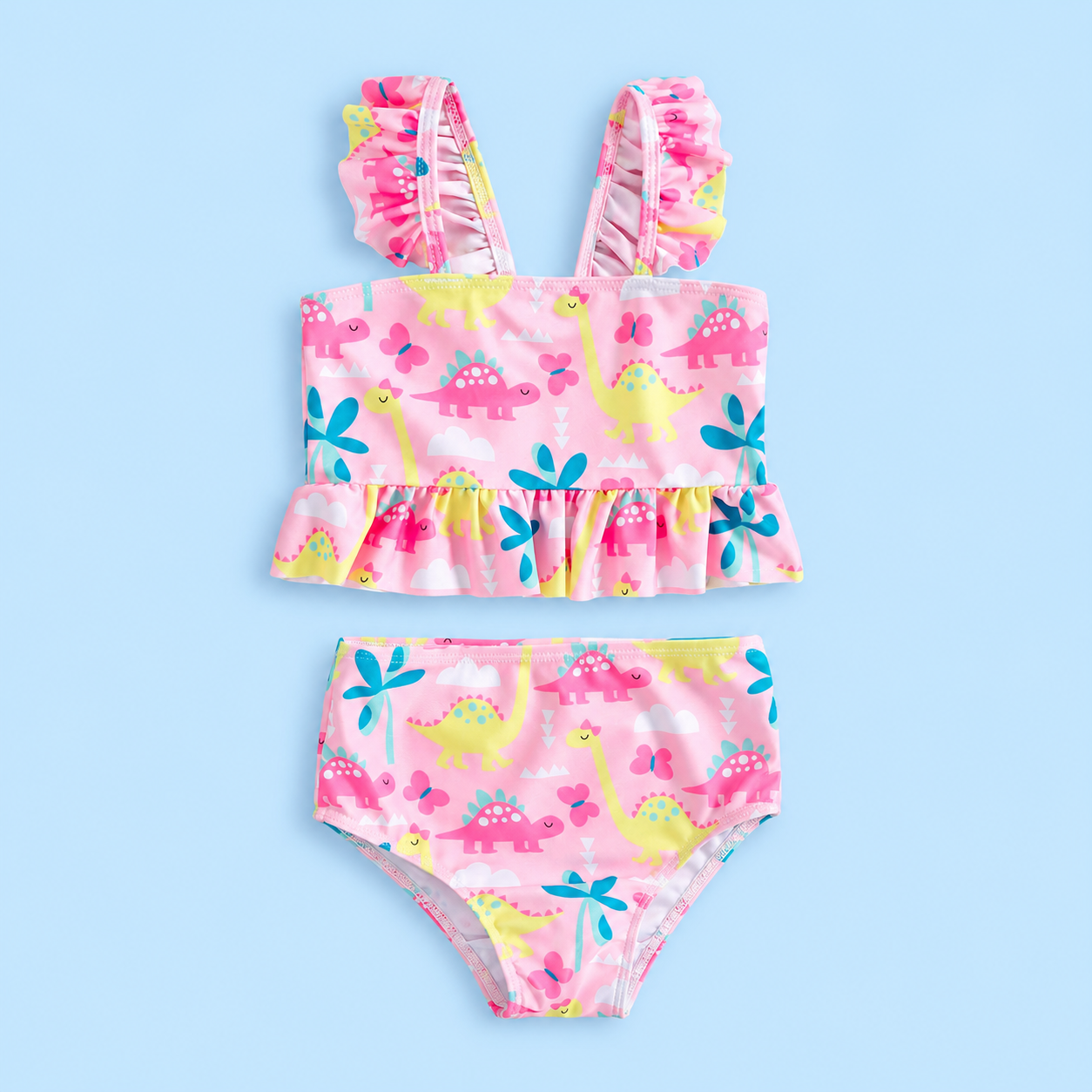 Pink Dinosaur 2-Piece Little Girl Swimsuit Set