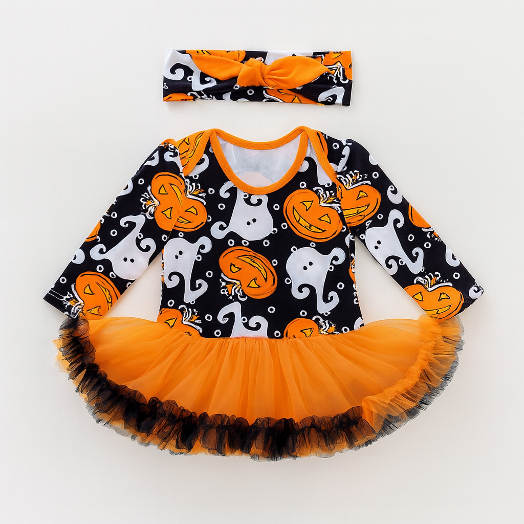 Spooky Halloween Tutu Romper Tutu Dress & Headband