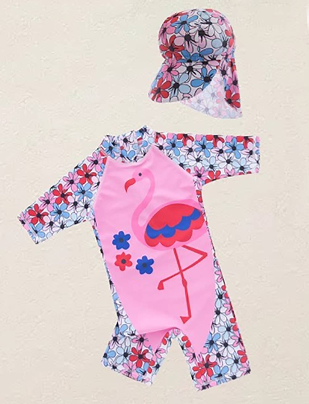 Pink Flamingo 2pcs Girl Swimwear Set