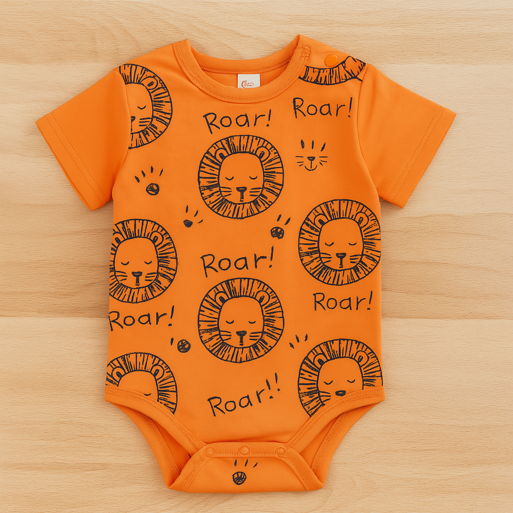 Orange Cute Lion Cotton Baby Romper