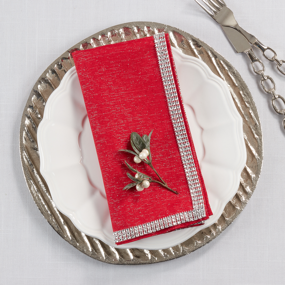 315 - Red Elegant Studded 20" Dinner Napkin