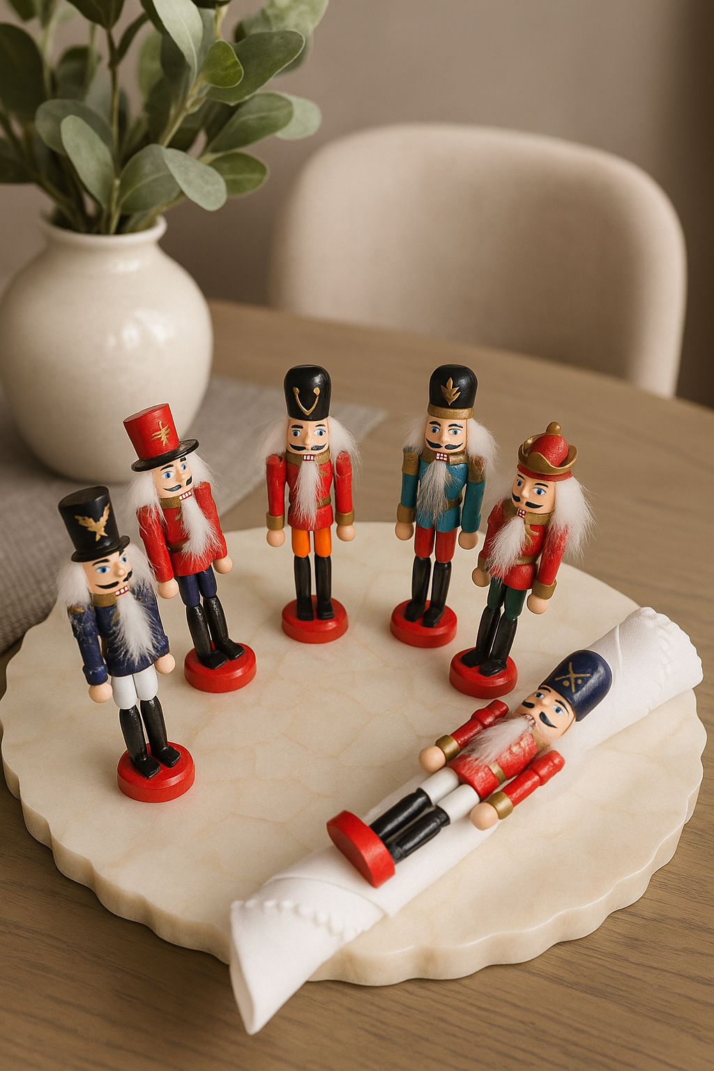 Wooden Nutcracker Holiday Napkin Rings – Set of 6