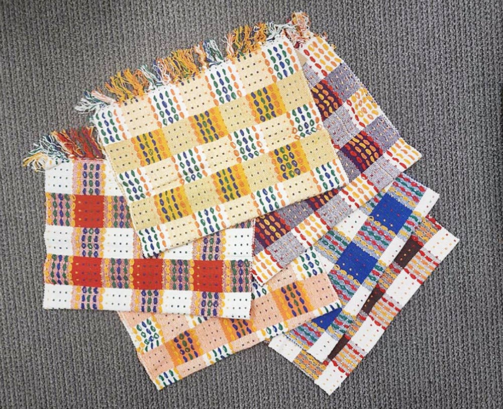 Woven Plaid Hand Knotted Tassel Cotton Blend Small Area Rug