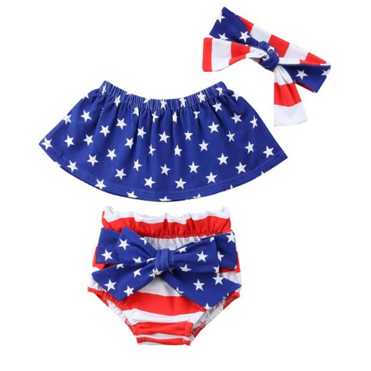 USA Flag Baby Ruffle Tube Top, Bloomers, Headband