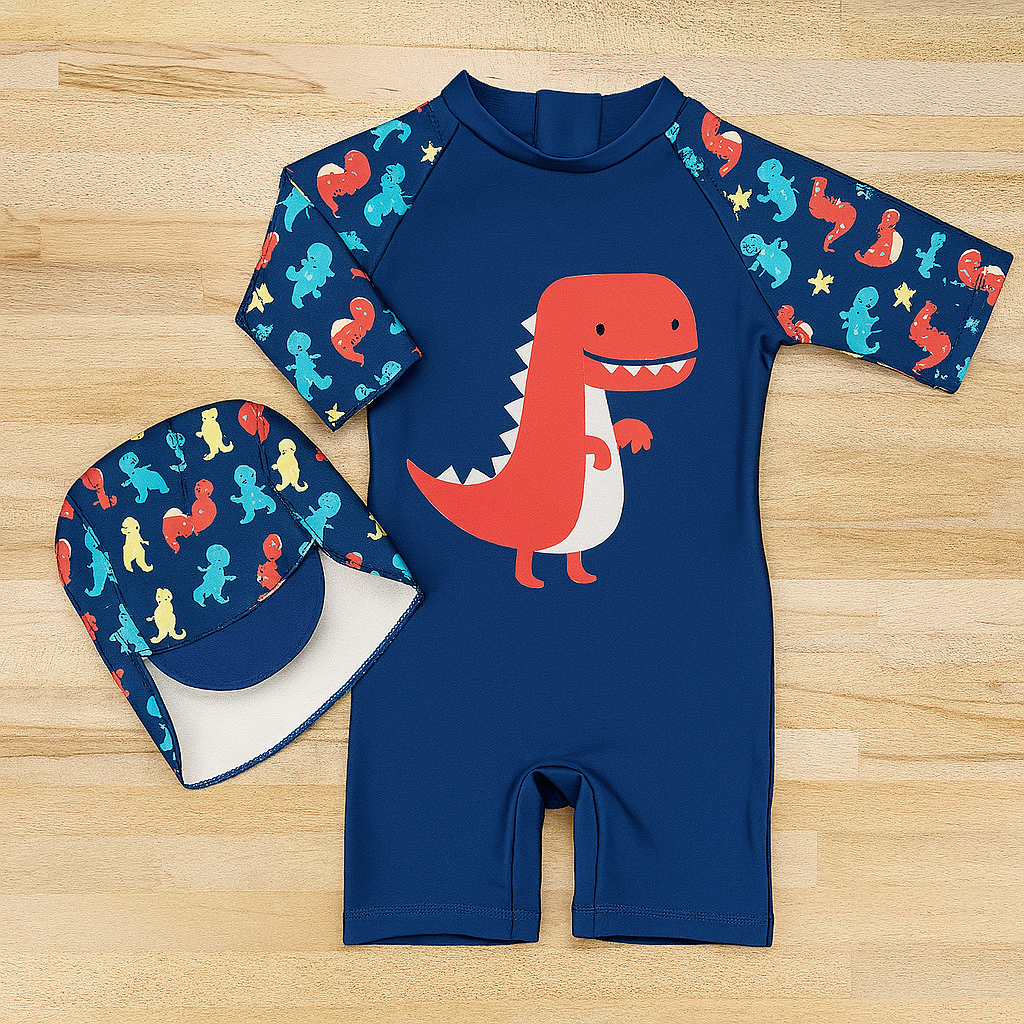 Blue Dinosaur 2-Piece Boy Swimwear Set