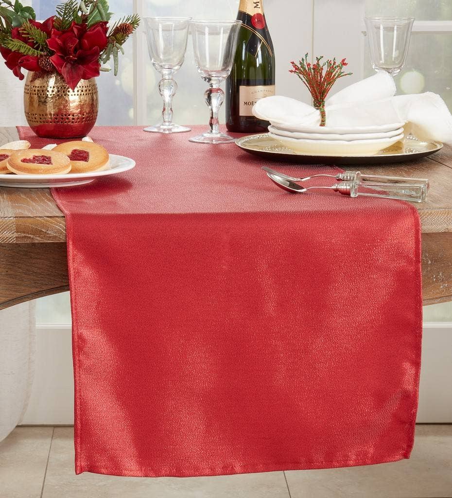 Red Shimmering Holiday Table Runner