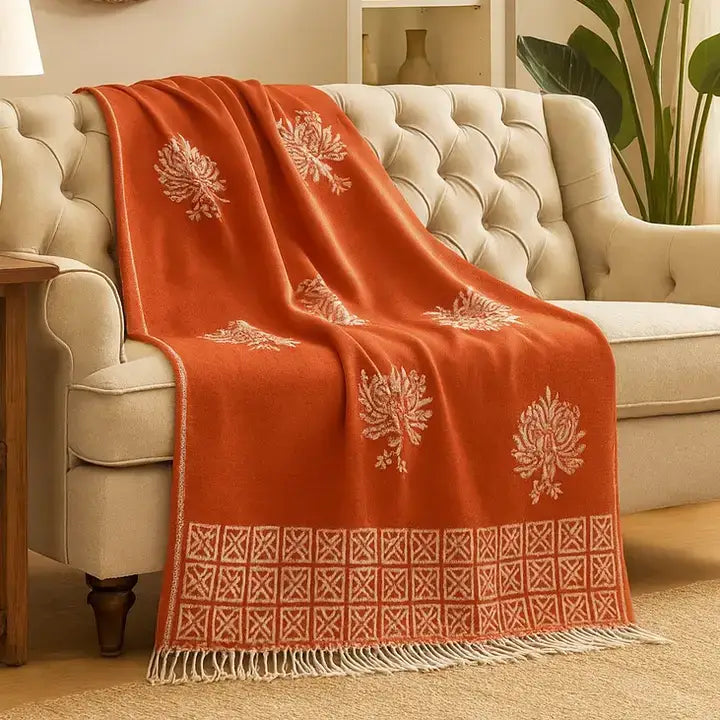 Orange Medallion 50X60 Inch Throw Blanke