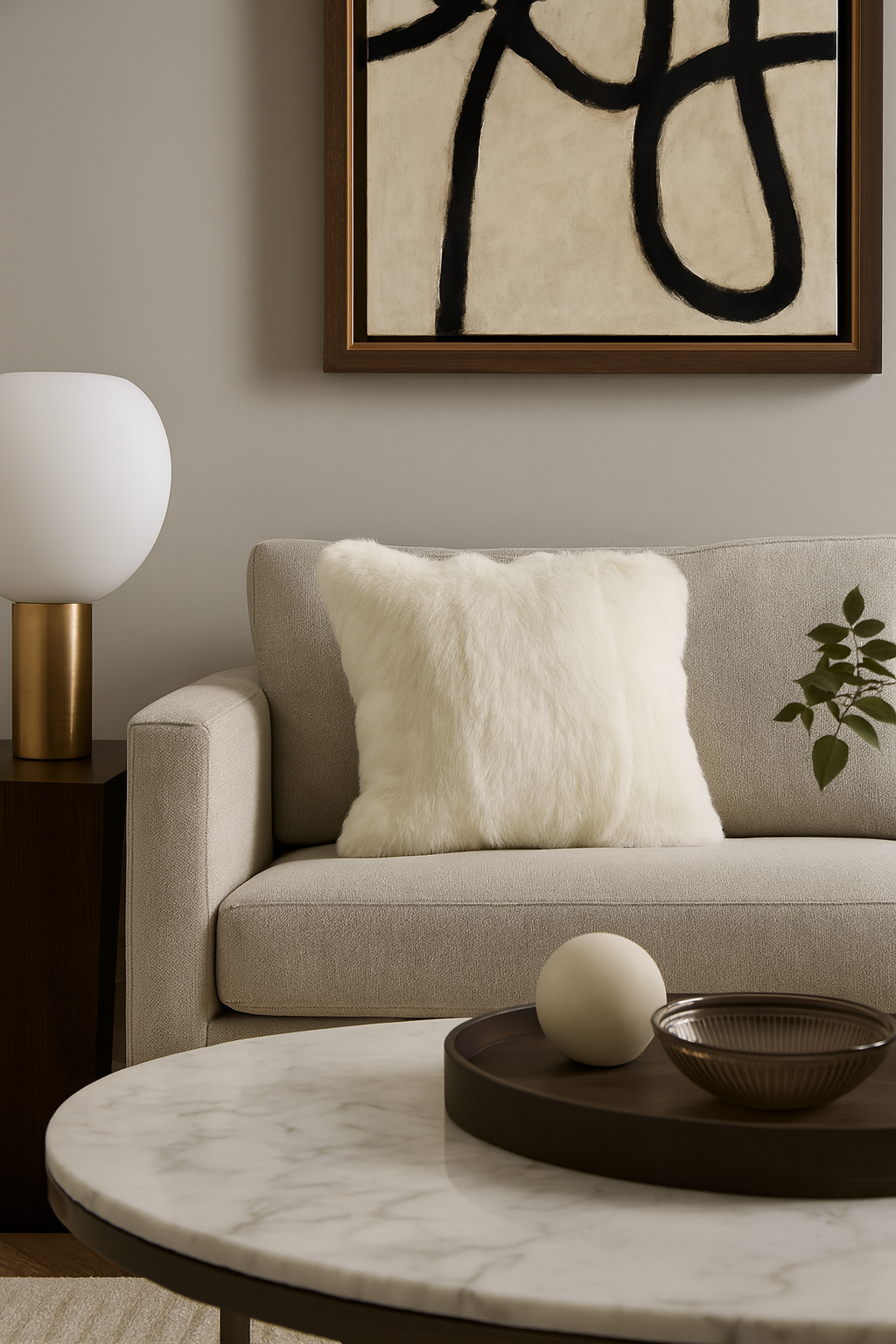 Ivory Elegant Faux Fur 18" Throw Pillow