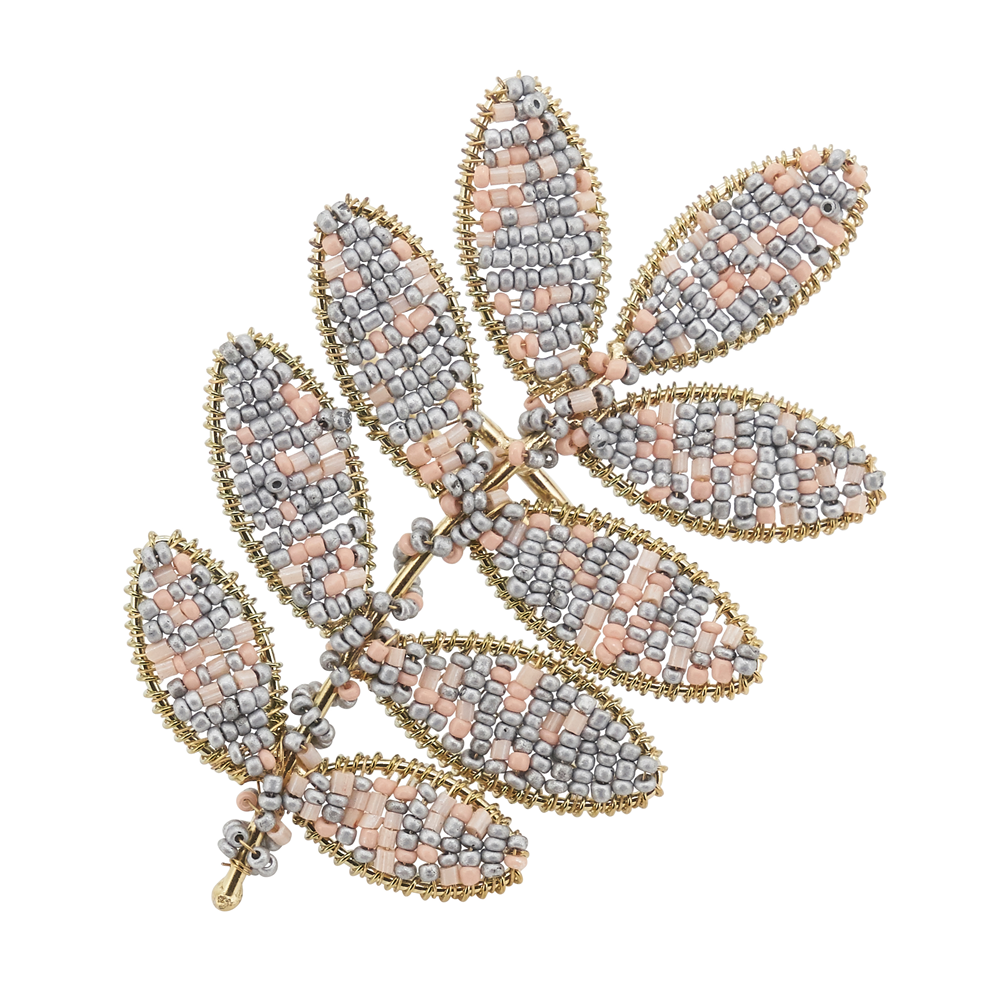 Gold Hand Beaded Leaf Gold Napkin Ring