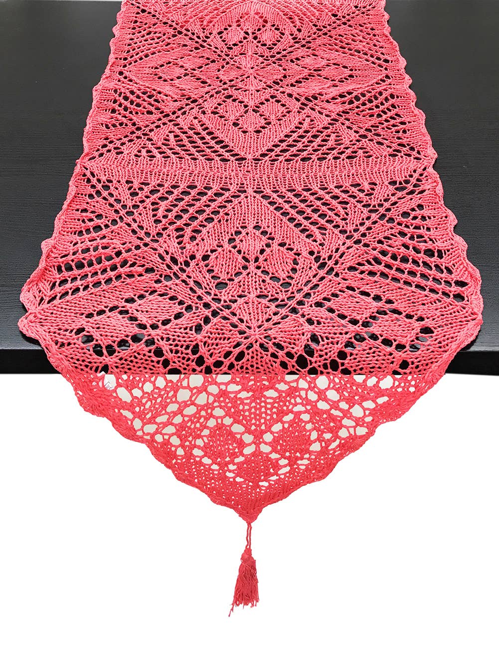 Coral Hand Crocheted Cotton 16x72 Inch Table Runner