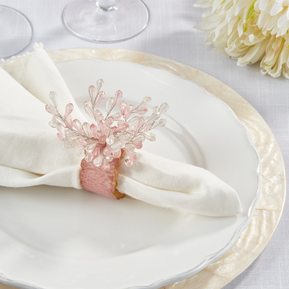 Pink Beaded & Resin Napkin Ring