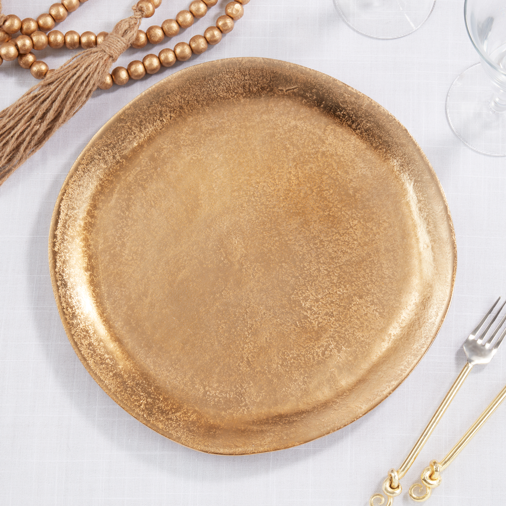 Aluminum Organic Gold 13" Round Charger Plate