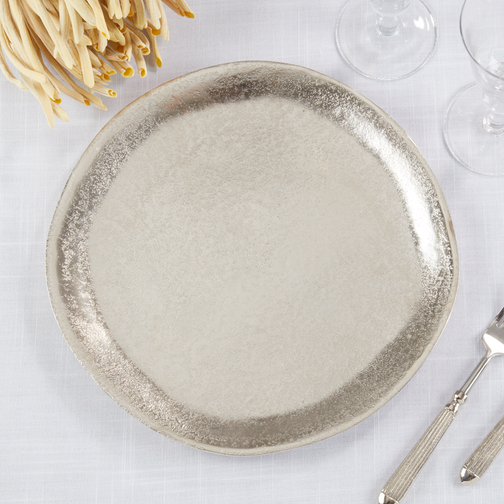 Aluminum Organic Silver 13" Round Charger Plate