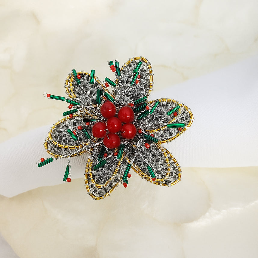 Hand-Beaded Festive Flower Napkin Holder