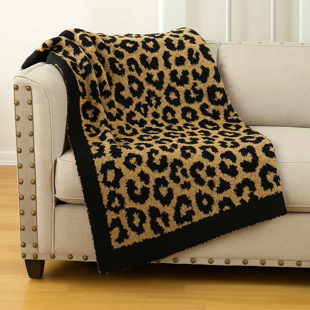 Black-Brown Leopard Ultra Soft 50"x60" Throw Blanket