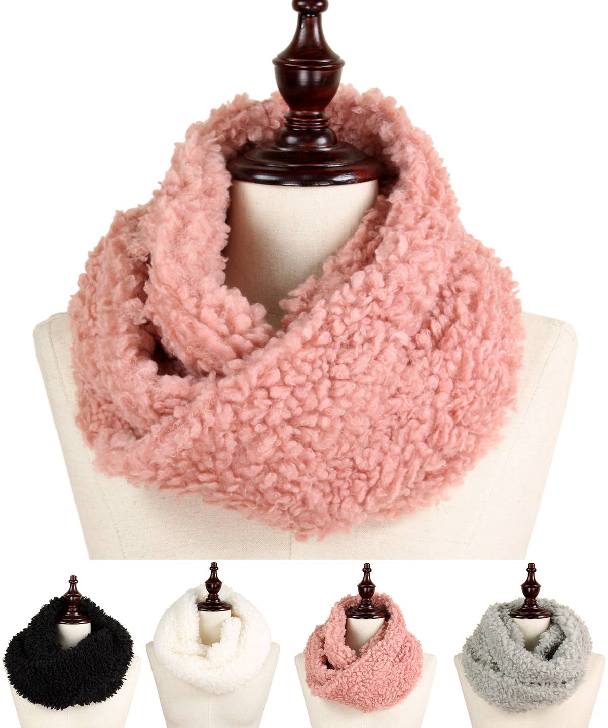Fluffy Faux Fur Infinity Tube Scarf