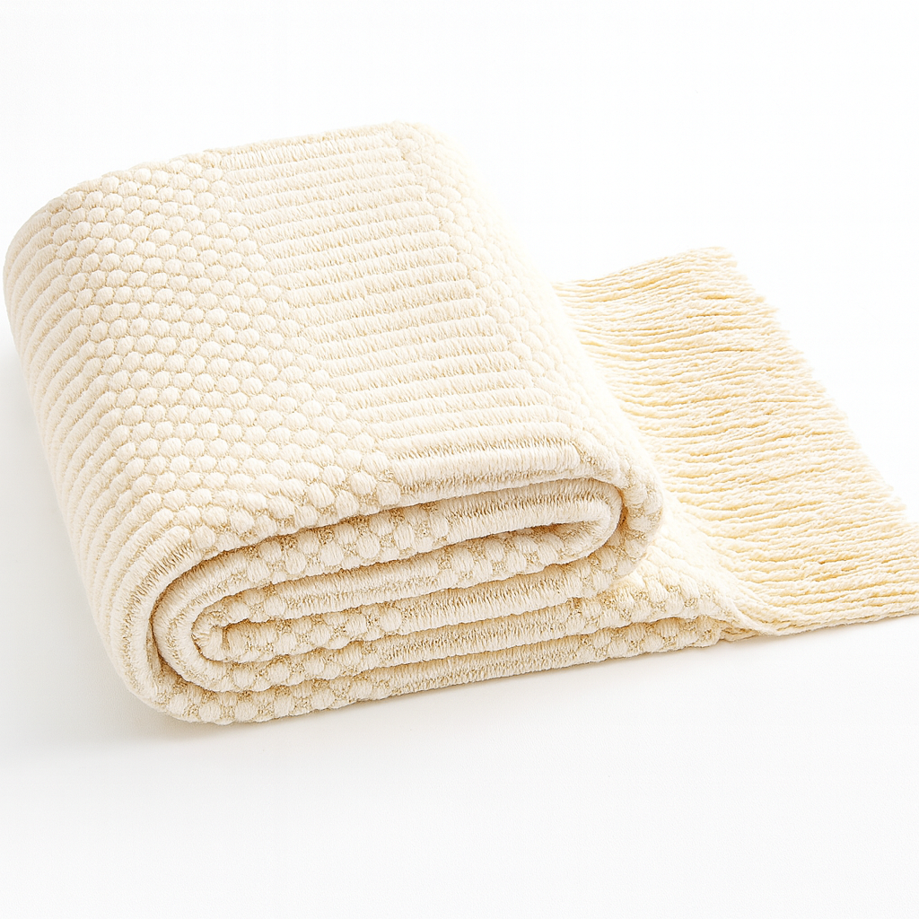 TH0037 - Ivory Waffle Stripe 50x60 Inch Throw Blanket