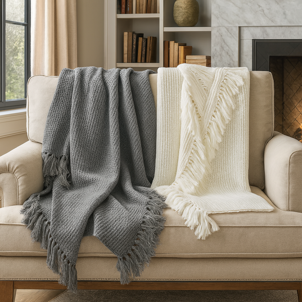 Classic Waffle Weave 50x60 Inch Throw Blanket