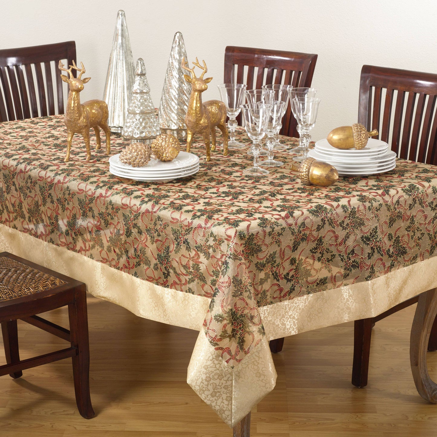 Christmas Printed Gold Tablecloth