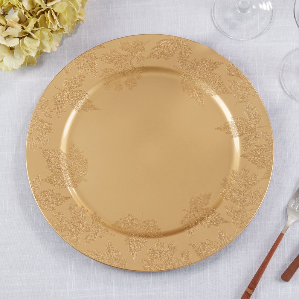 Gold Fall Leaf 13" Charger Plate
