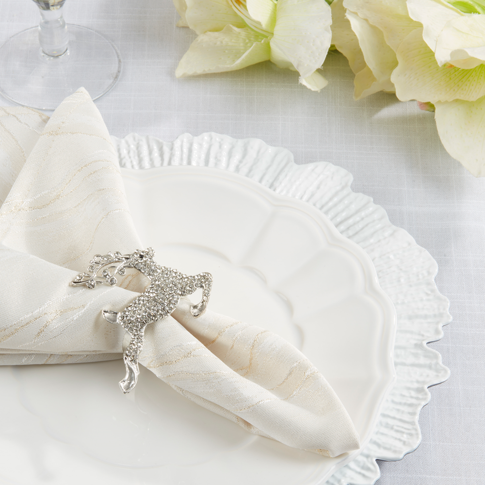 Silver Jeweled Reindeer Napkin Ring