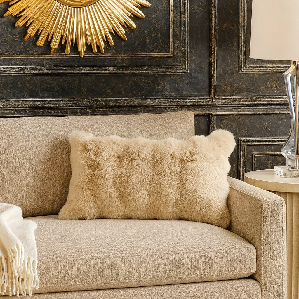 Brown Elegant Faux Fur 12"X20" Throw Pillow
